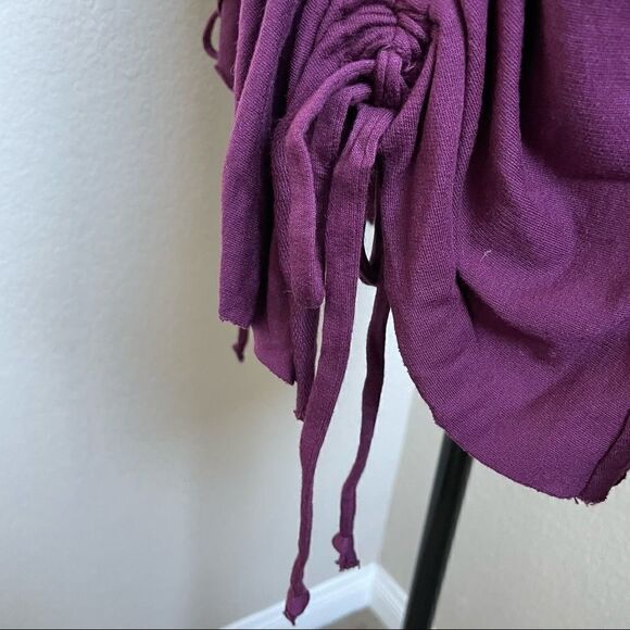 LA made Burgundy/ Plum Colored Duster Cardigan with Ruffles Size S - Picture 9 of 14